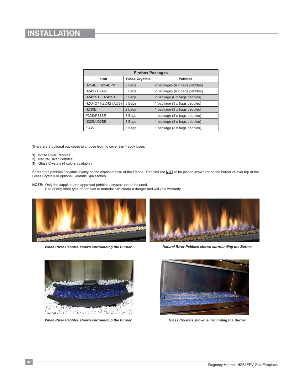 Installation | Regency Horizon HZ54EPV Large Gas Fireplace User Manual | Page 42 / 60