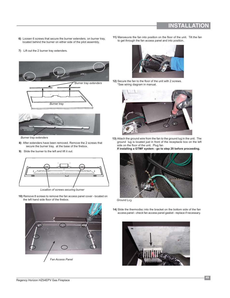 Installation | Regency Horizon HZ54EPV Large Gas Fireplace User Manual | Page 49 / 60