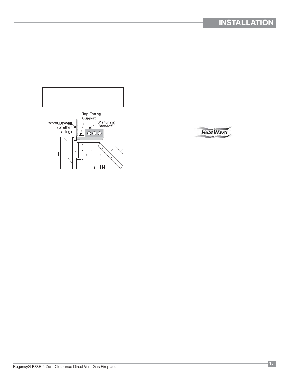 Installation, Framing & finishing with contemporary faceplate | Regency Panorama P33E Small Gas Fireplace User Manual | Page 15 / 68