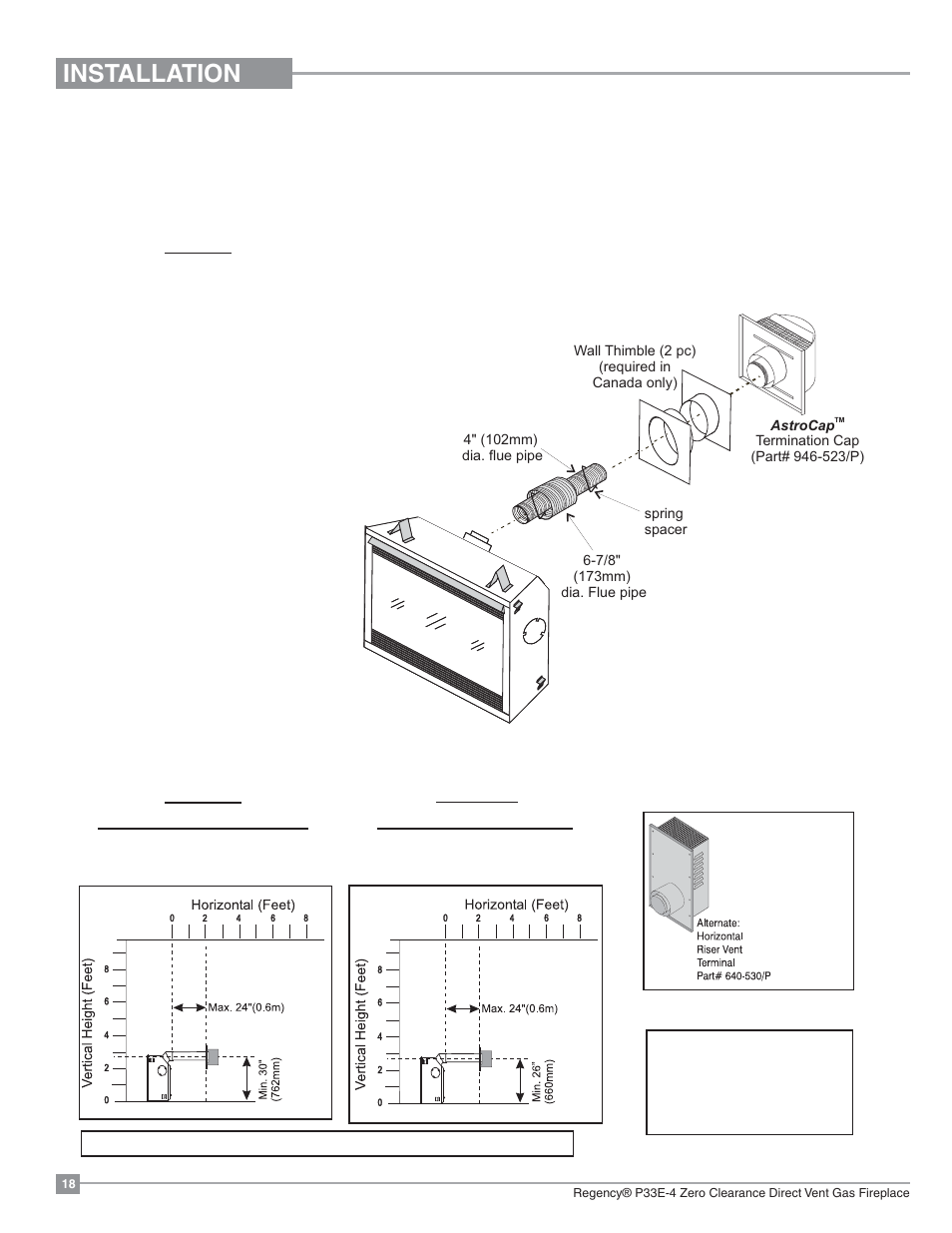 Installation, Regency, Direct vent flex system | Regency Panorama P33E Small Gas Fireplace User Manual | Page 18 / 68