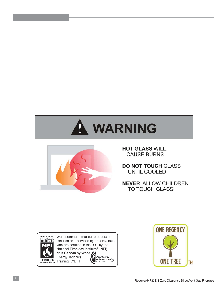 Regency Panorama P33E Small Gas Fireplace User Manual | Page 2 / 68
