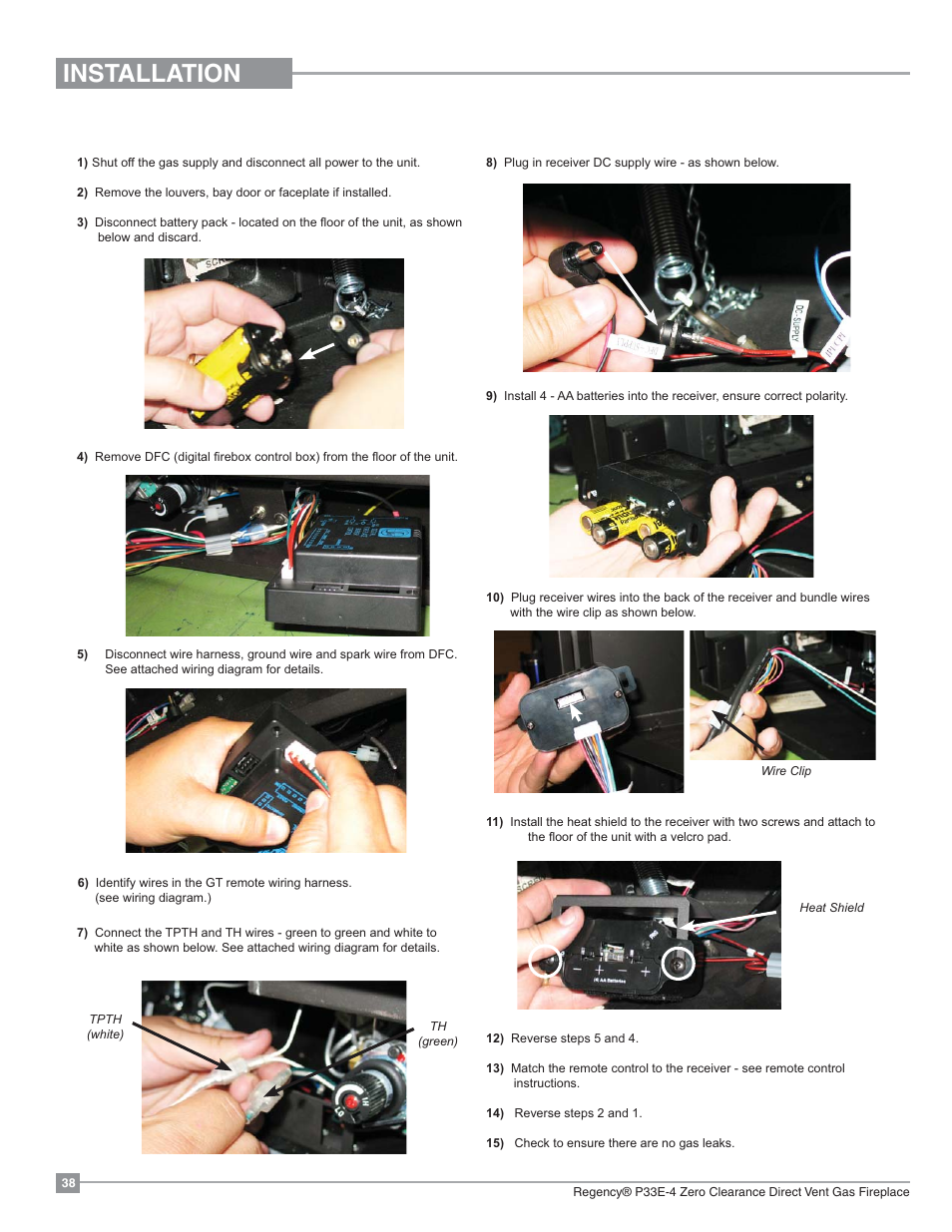 Installation, Gt remote installation | Regency Panorama P33E Small Gas Fireplace User Manual | Page 38 / 68