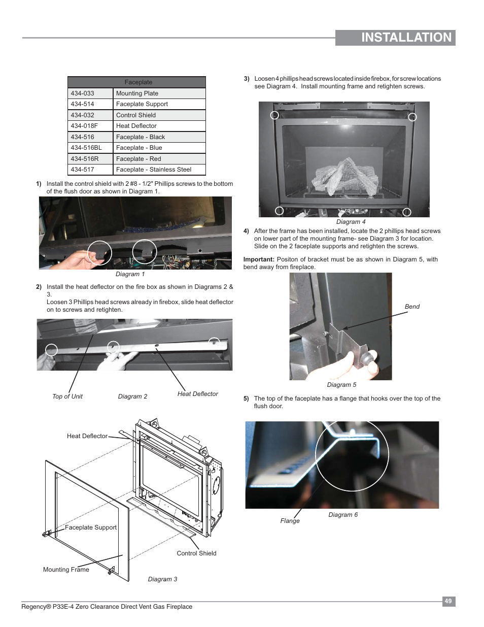 Installation, Contemporary faceplate installation part 3 | Regency Panorama P33E Small Gas Fireplace User Manual | Page 49 / 68