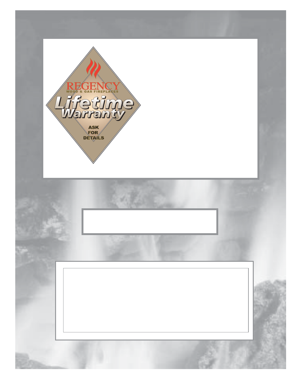 Regency, Product. see the inside back cover for details, Register your regency | Regency Panorama P33E Small Gas Fireplace User Manual | Page 68 / 68