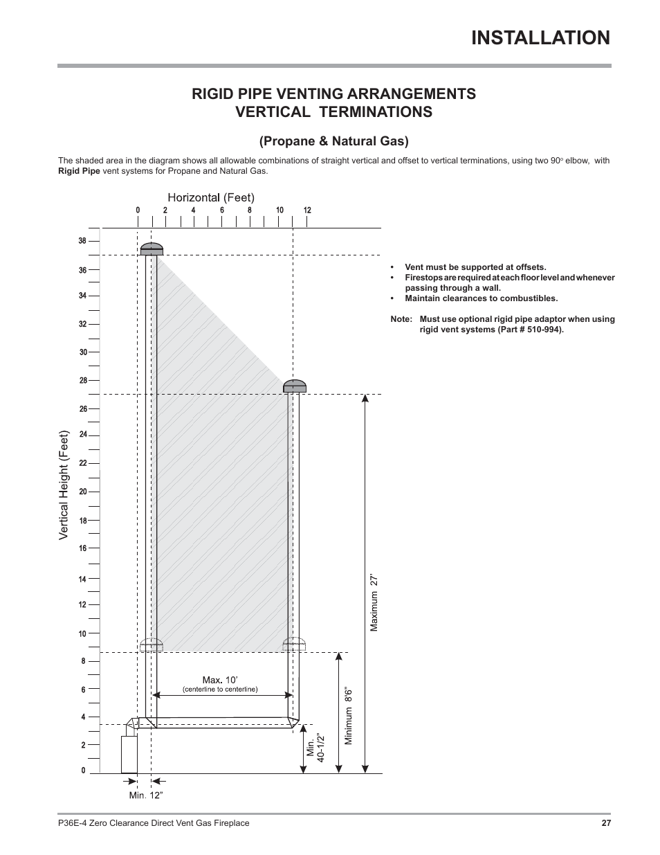 Installation, Propane & natural gas) | Regency Panorama P36E Medium Gas Fireplace User Manual | Page 27 / 72