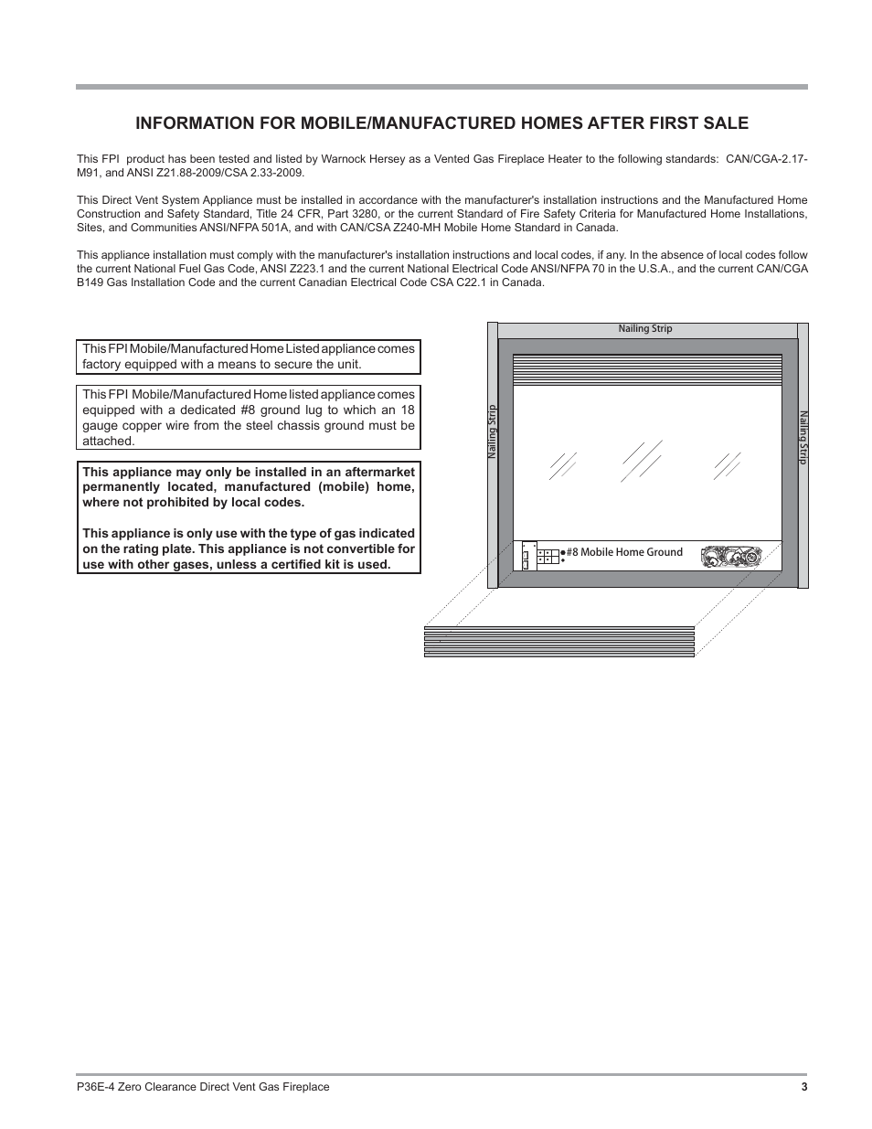 Regency Panorama P36E Medium Gas Fireplace User Manual | Page 3 / 72