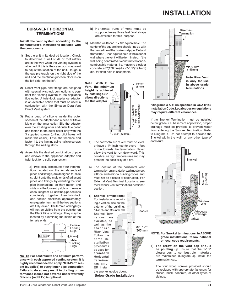 Installation | Regency Panorama P36E Medium Gas Fireplace User Manual | Page 31 / 72