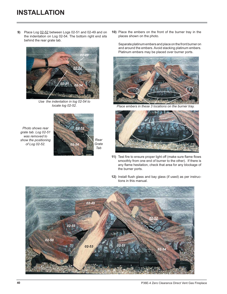 Installation | Regency Panorama P36E Medium Gas Fireplace User Manual | Page 40 / 72