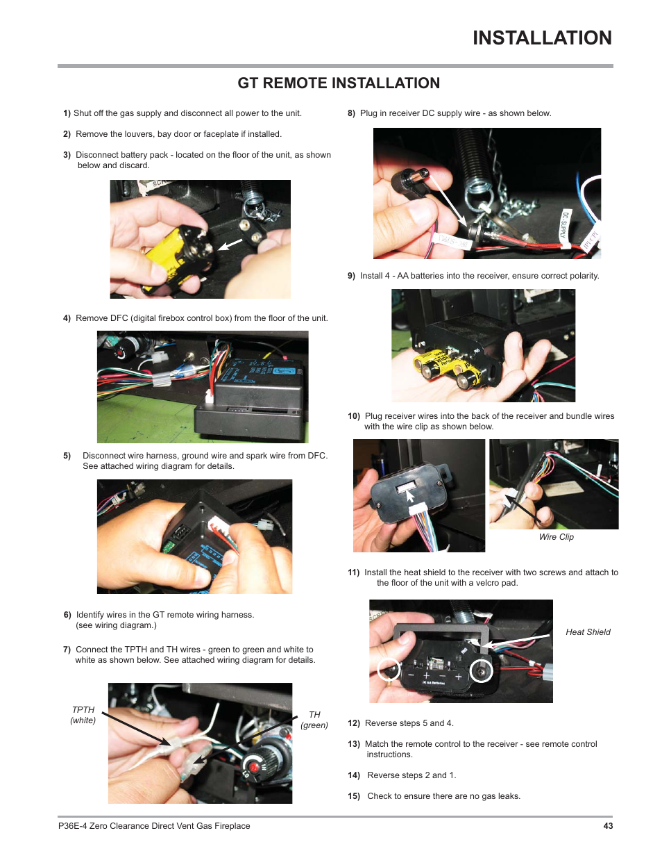 Installation, Gt remote installation | Regency Panorama P36E Medium Gas Fireplace User Manual | Page 43 / 72