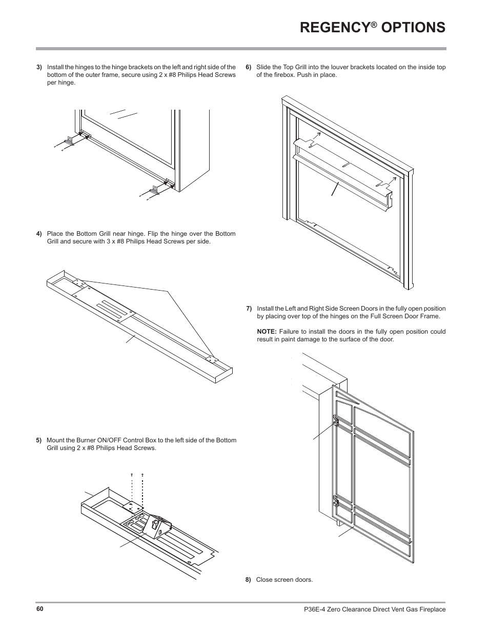 Regency, Options | Regency Panorama P36E Medium Gas Fireplace User Manual | Page 60 / 72