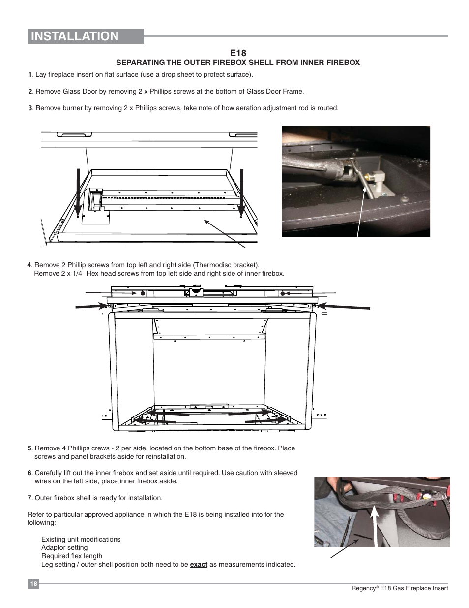 Installation | Regency Energy E18 Small Gas Insert User Manual | Page 18 / 68