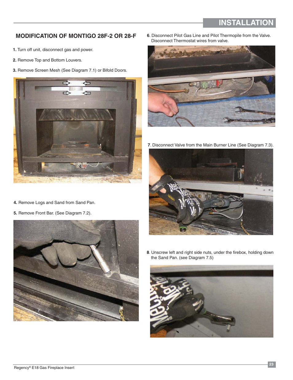 Installation | Regency Energy E18 Small Gas Insert User Manual | Page 23 / 68