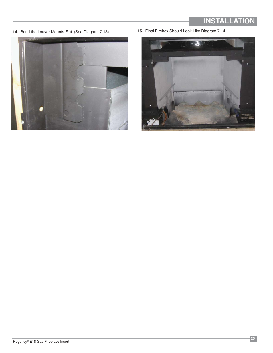 Installation | Regency Energy E18 Small Gas Insert User Manual | Page 25 / 68