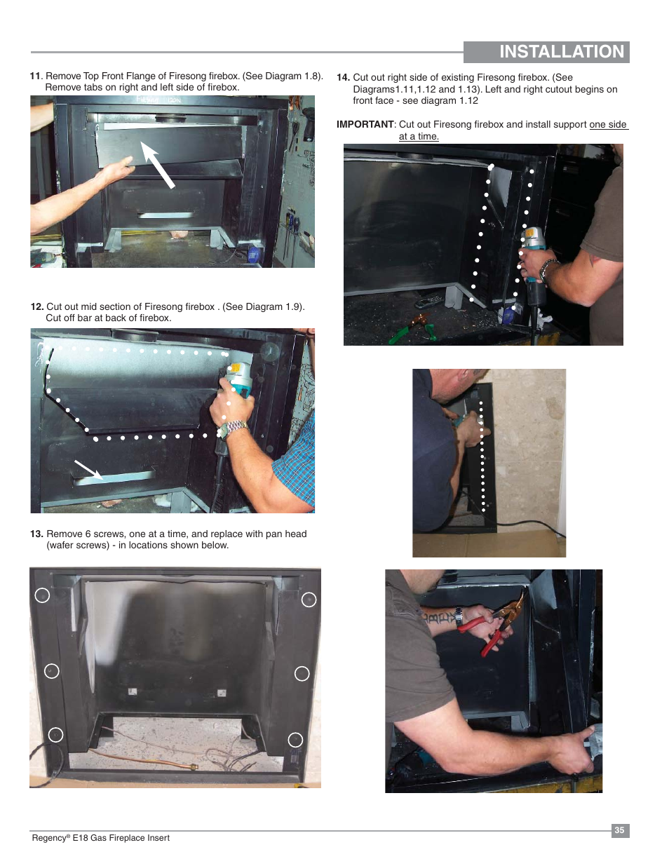Installation | Regency Energy E18 Small Gas Insert User Manual | Page 35 / 68
