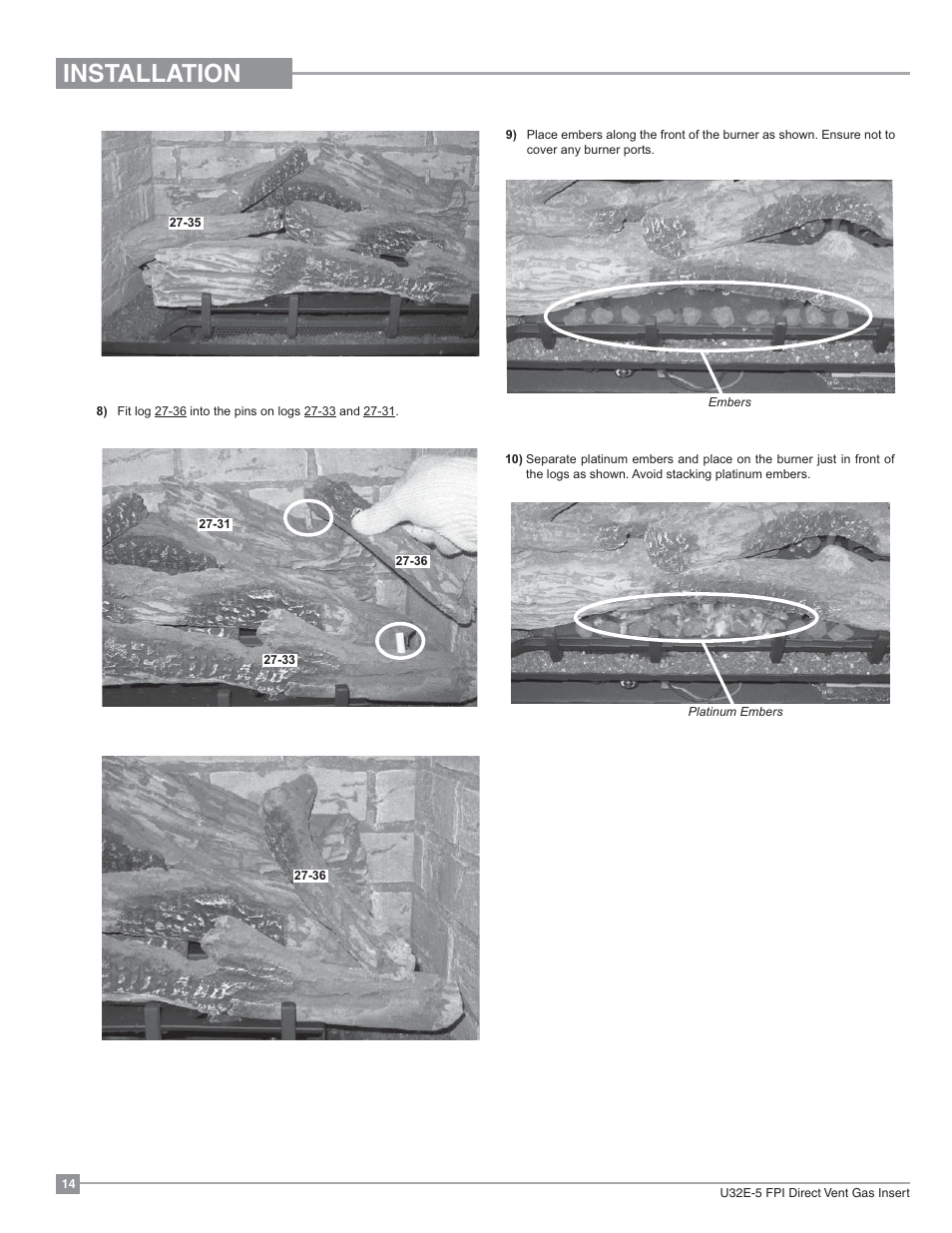 Installation | Regency Energy U32E Medium Gas Insert User Manual | Page 14 / 48