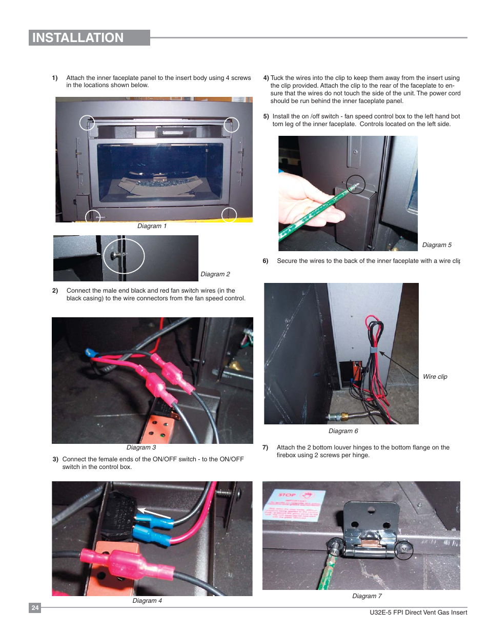 Installation, Low profile faceplate installation | Regency Energy U32E Medium Gas Insert User Manual | Page 24 / 48