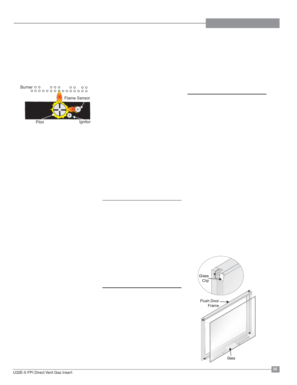 Maintenance, General vent maintenance, Log replacement | Glass gasket, Gold-plated trim, Door glass, Pilot adjustment | Regency Energy U32E Medium Gas Insert User Manual | Page 35 / 48