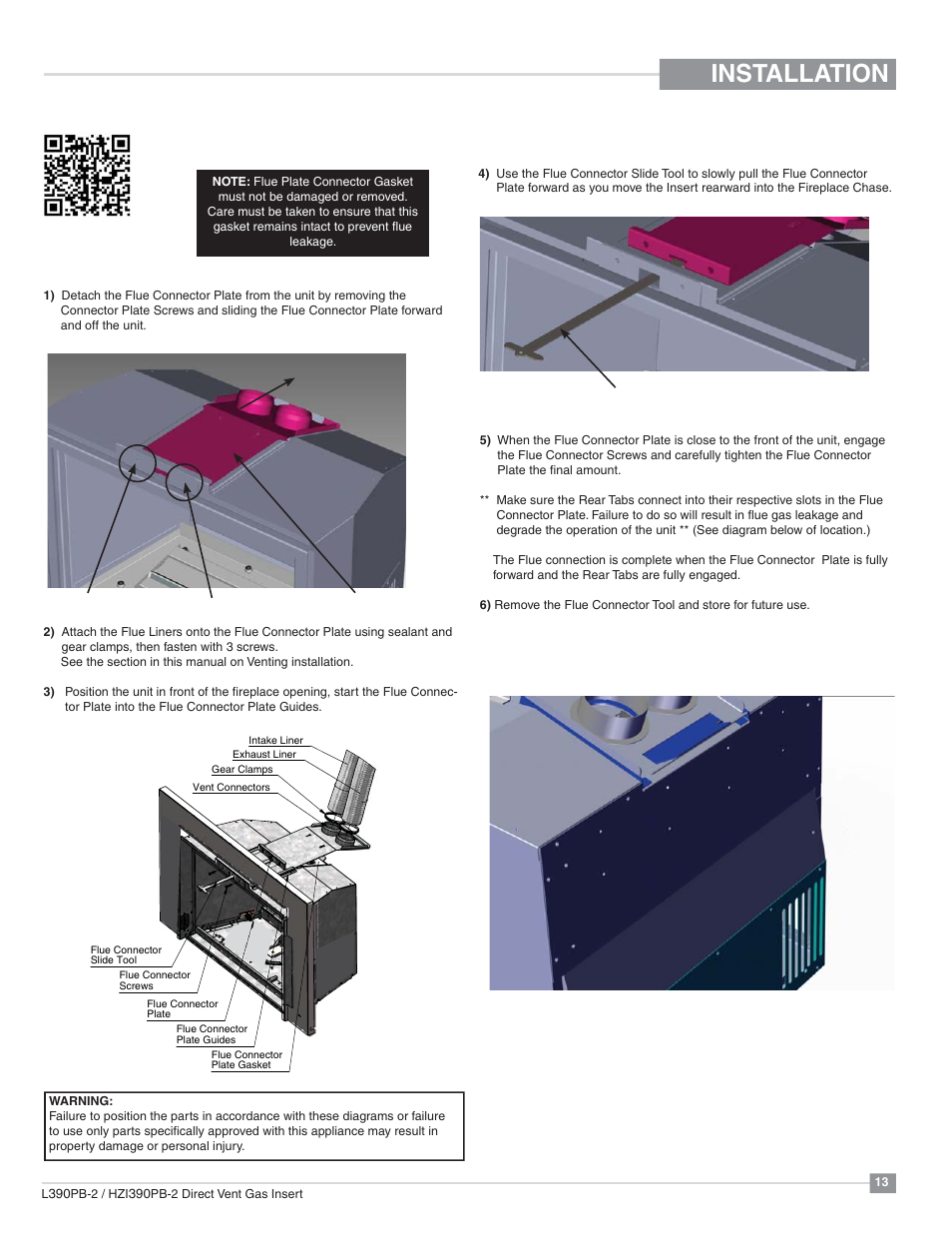 Installation, Flue / vent installation | Regency Liberty L390PB Medium Gas Insert User Manual | Page 13 / 56