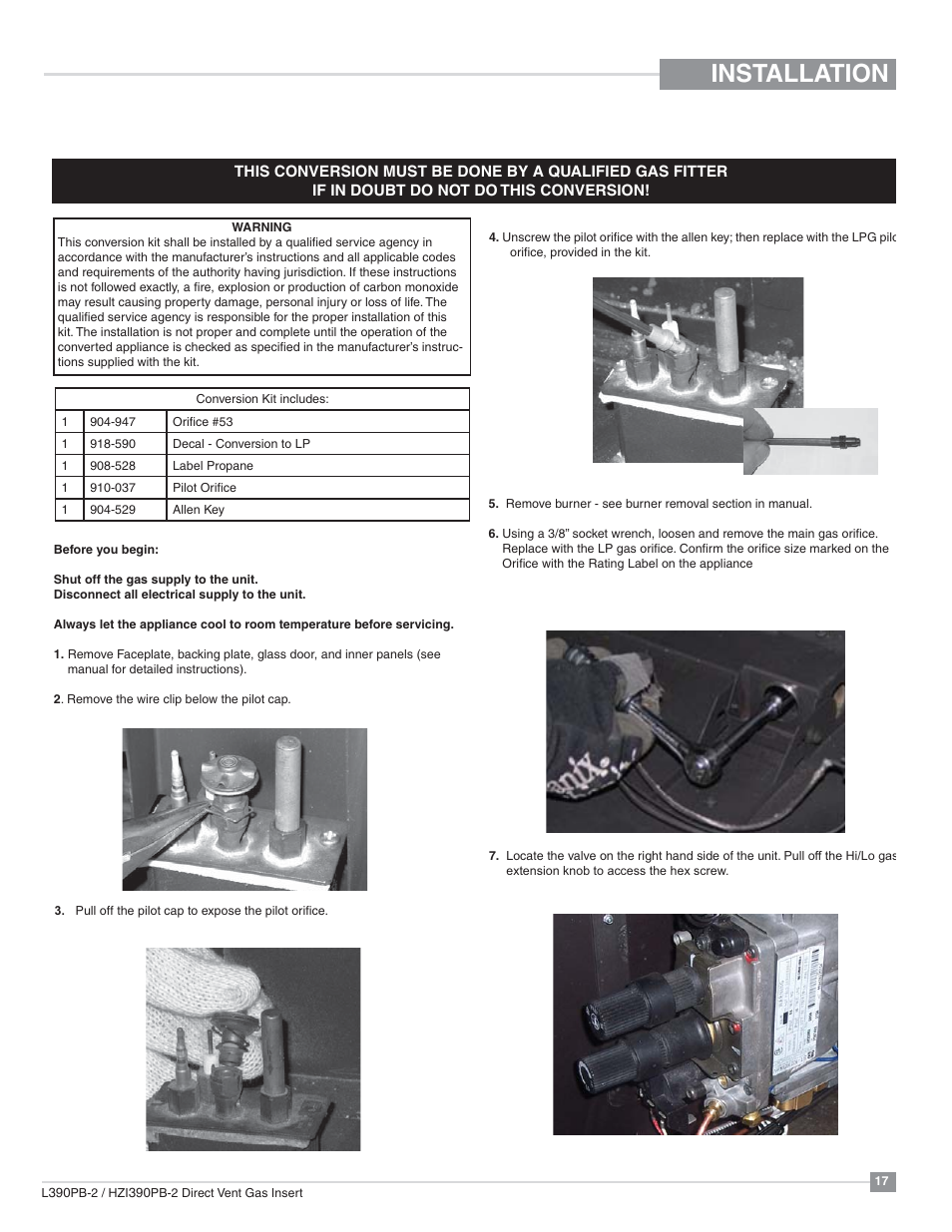 Installation | Regency Liberty L390PB Medium Gas Insert User Manual | Page 17 / 56