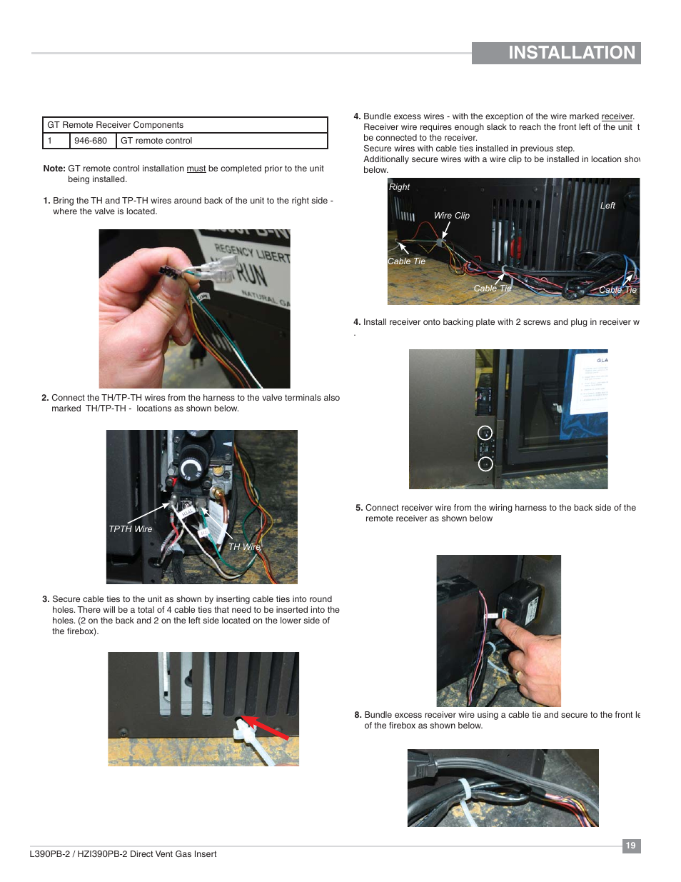 Installation, Gt remote installation | Regency Liberty L390PB Medium Gas Insert User Manual | Page 19 / 56