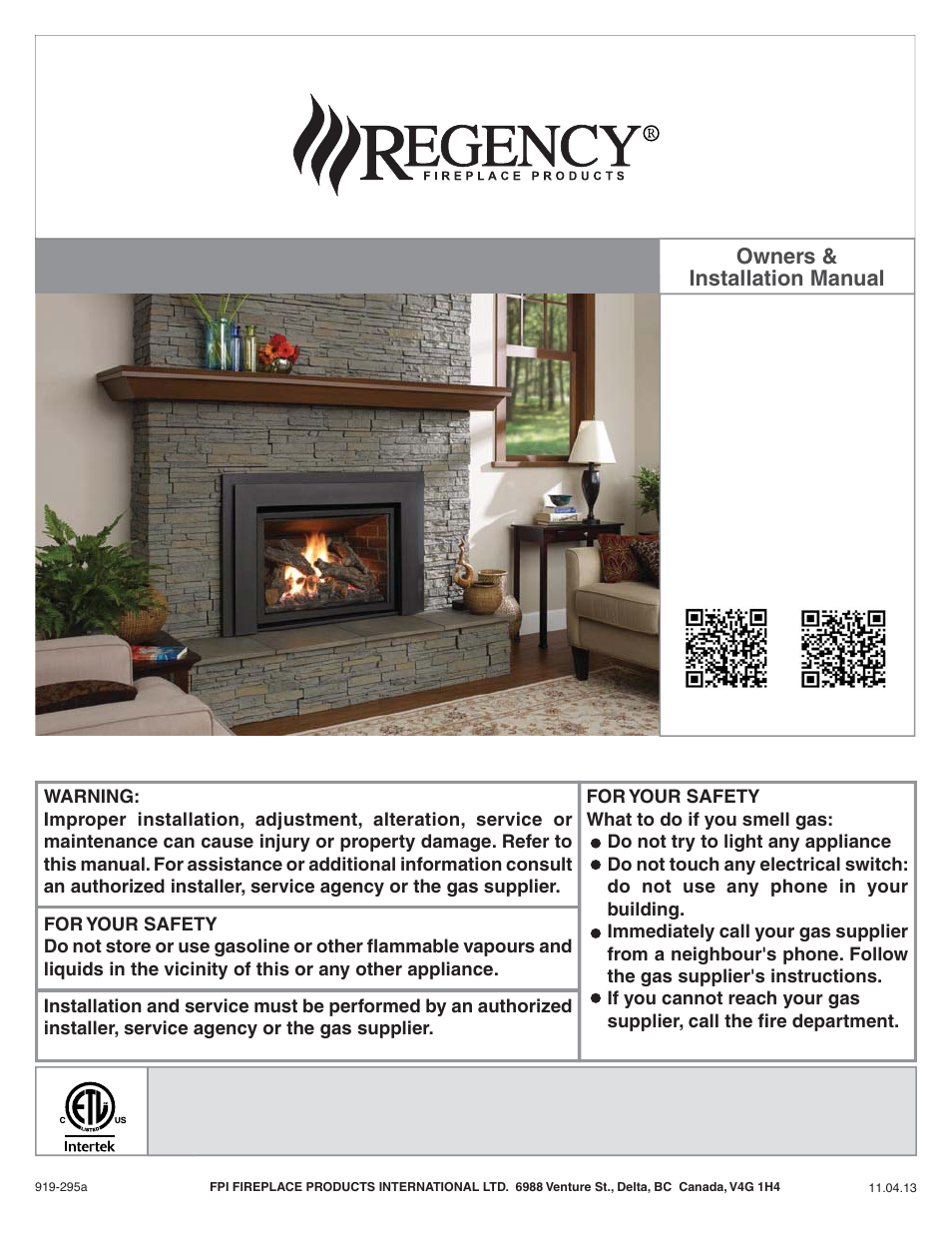 Regency Horizon HZI540PB Large Gas Insert User Manual | 56 pages