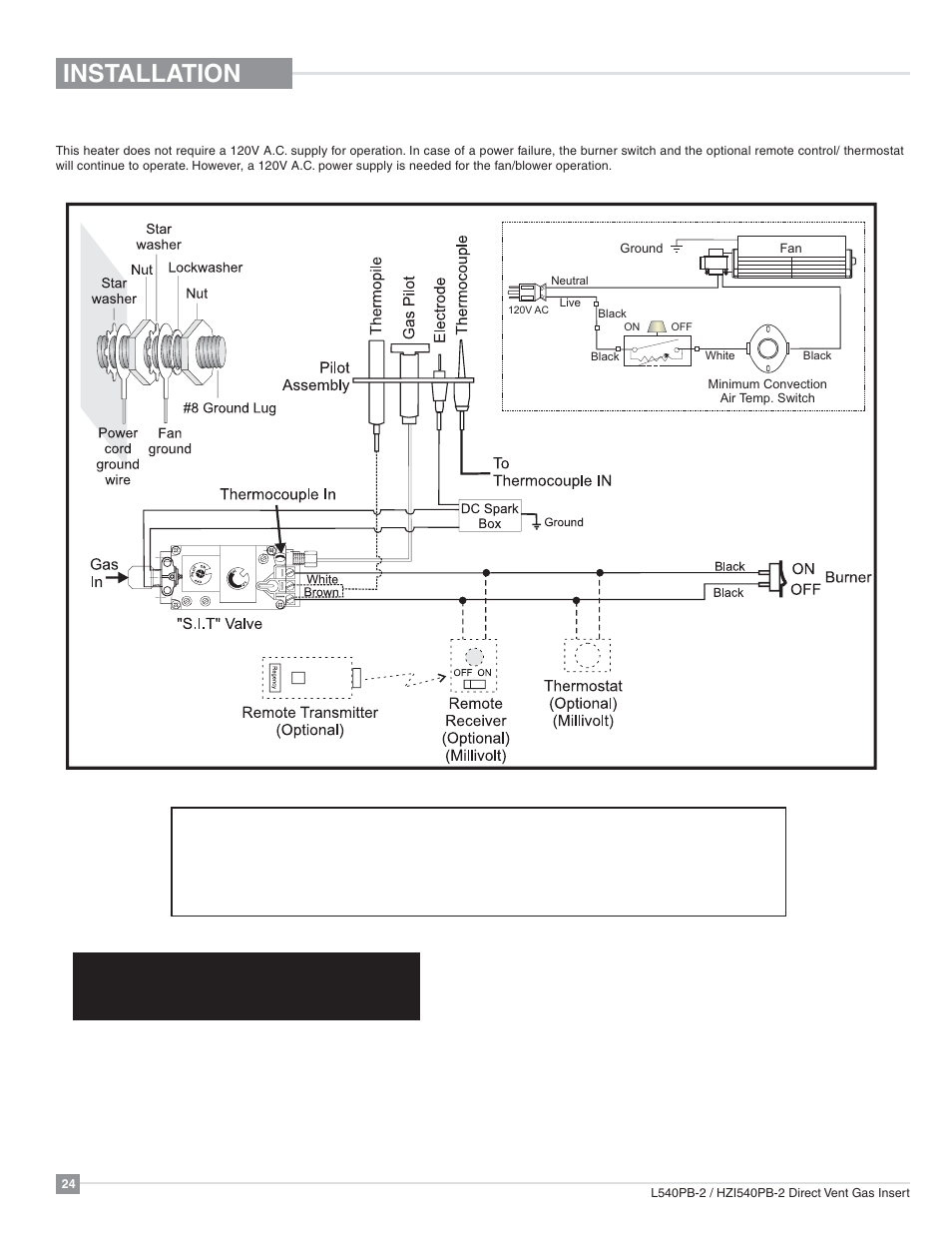 Installation, Wiring diagrams | Regency Horizon HZI540PB Large Gas Insert User Manual | Page 24 / 56