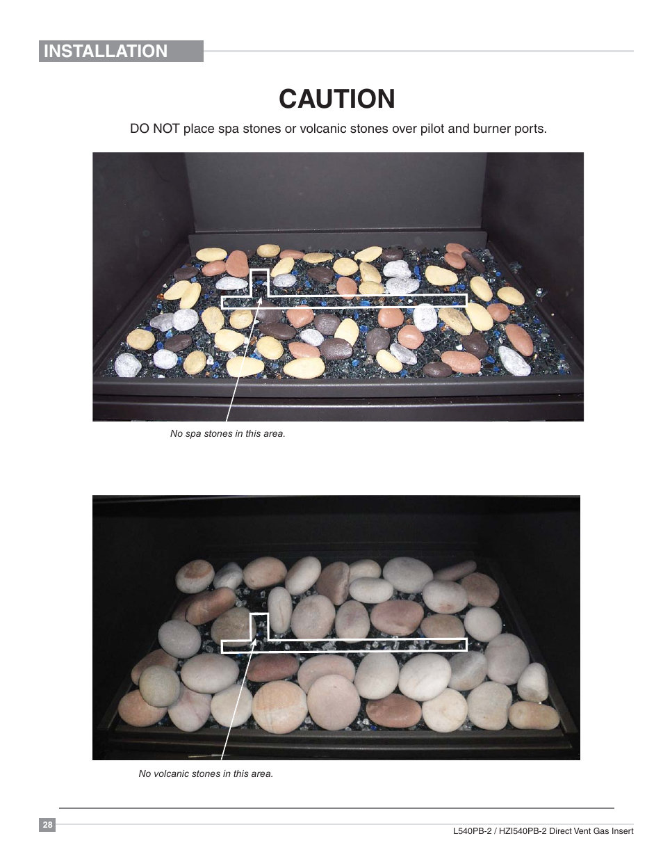 Caution, Installation | Regency Horizon HZI540PB Large Gas Insert User Manual | Page 28 / 56