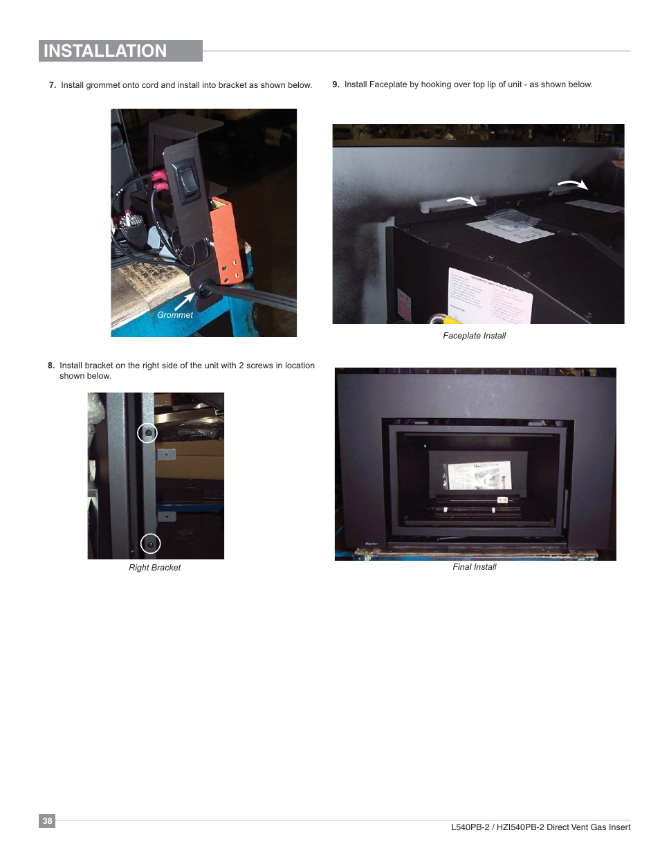 Installation | Regency Horizon HZI540PB Large Gas Insert User Manual | Page 38 / 56