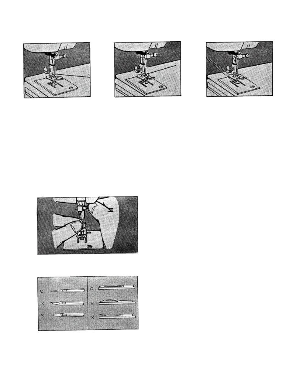 How to pull up lower thread, Raise needle and presser, Foot to the highest point | With left hand, hold the end, Of upper thread and with, Now upper thread catches, The lower thread in a loop, Needle, How to change the needle, Raise needle to its highest position | Brother 681B-UG User Manual | Page 11 / 39