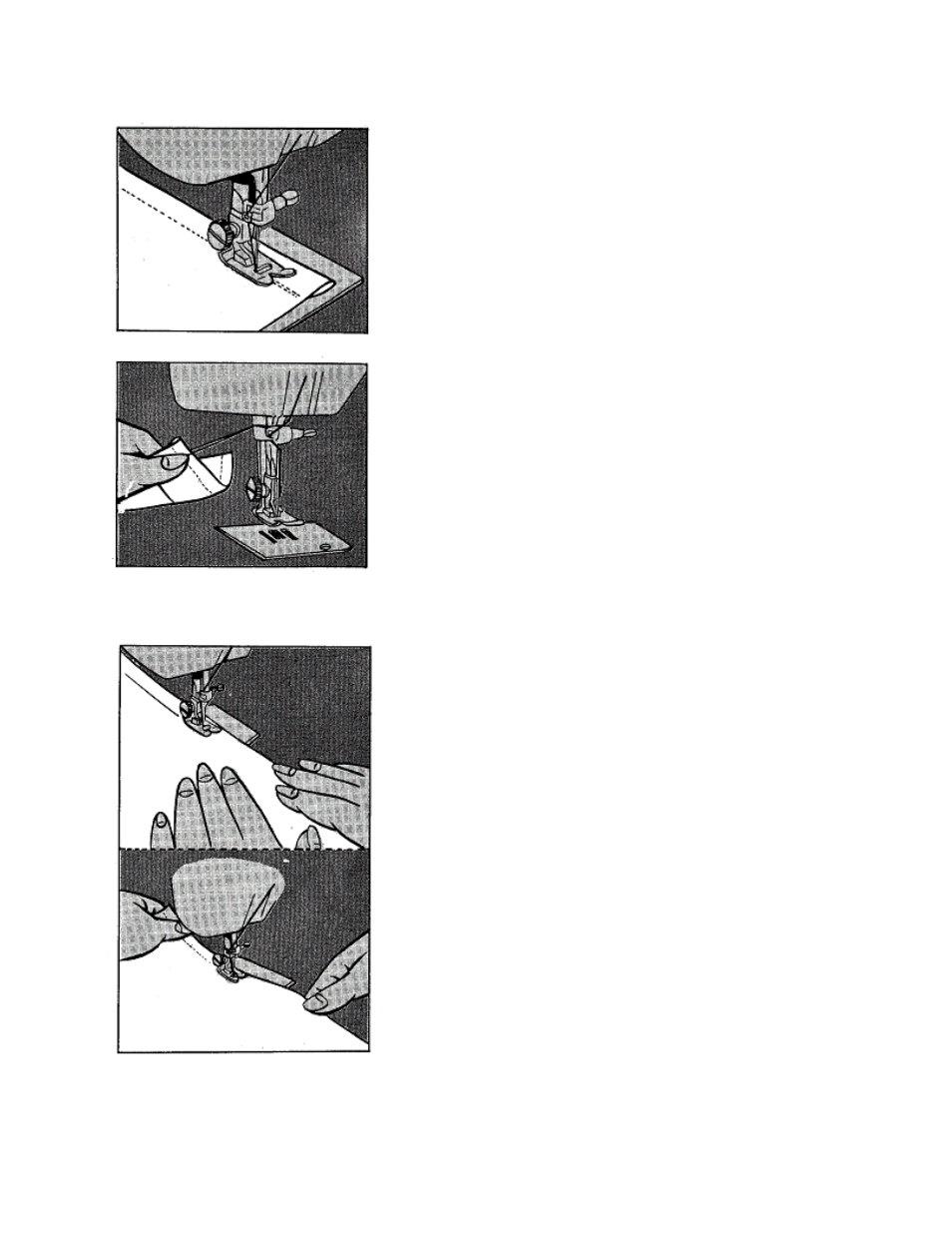How to remove final sewing from machine, Stop the machine, Cut both threads on the thread cutter | How to guide and support material | Brother 681B-UG User Manual | Page 20 / 39
