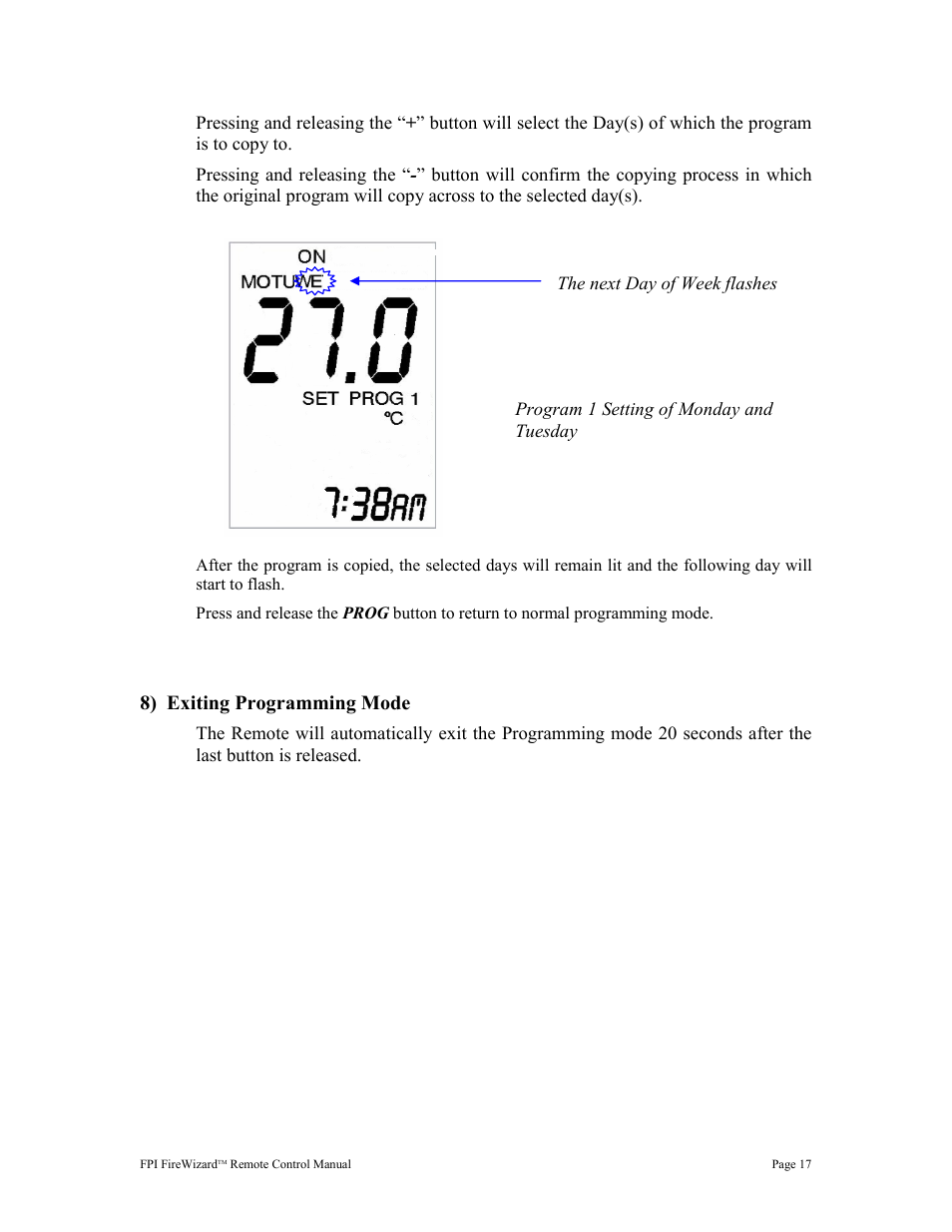 8) exiting programming mode | Regency FireWizard User Manual | Page 17 / 20