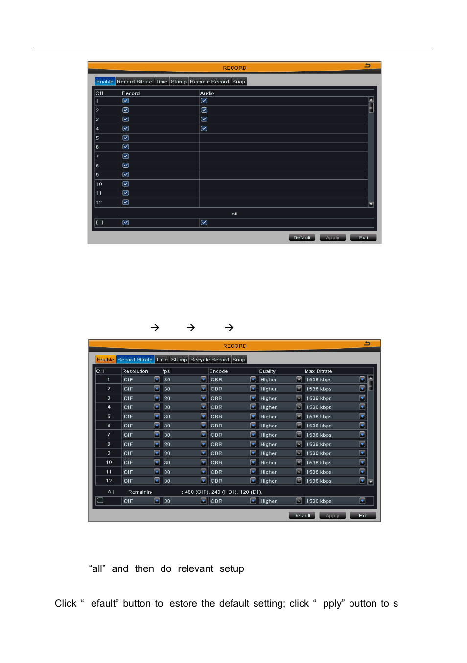 2 record bitrate | Talos Security DR08 DVR Manual User Manual | Page 29 / 119