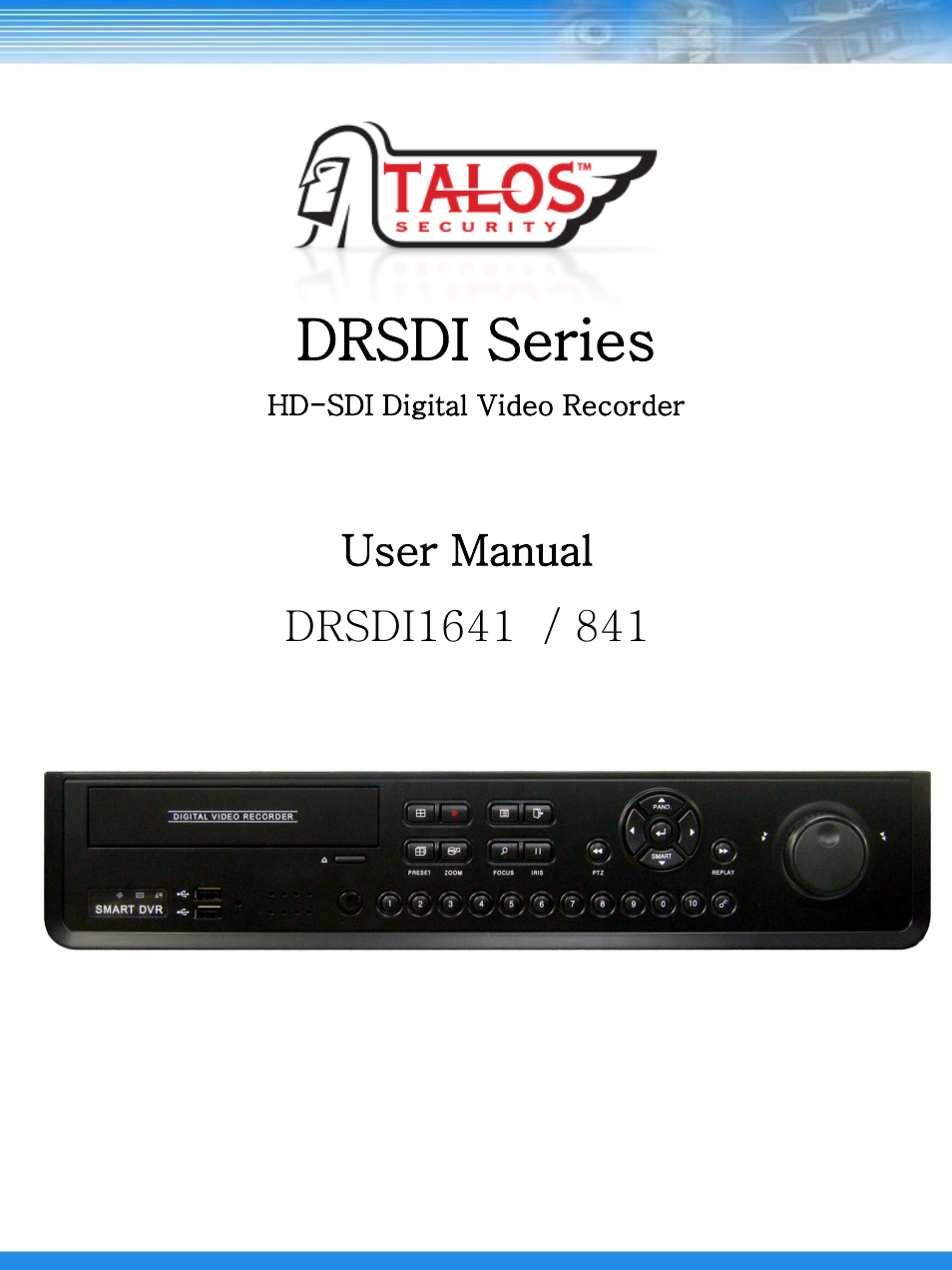 Talos Security DRSDI1641 HD-SDI DVR Manual User Manual | 80 pages