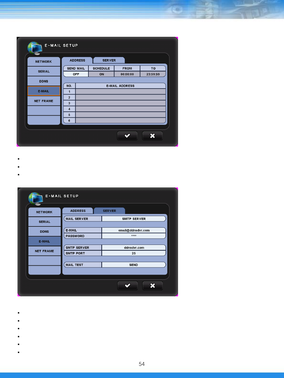 4 e-mail | Talos Security DRSDI1641 HD-SDI DVR Manual User Manual | Page 55 / 80