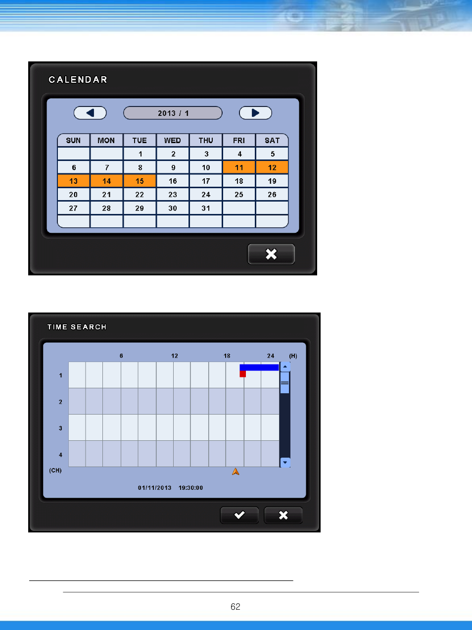 2 calendar search | Talos Security DRSDI1641 HD-SDI DVR Manual User Manual | Page 63 / 80