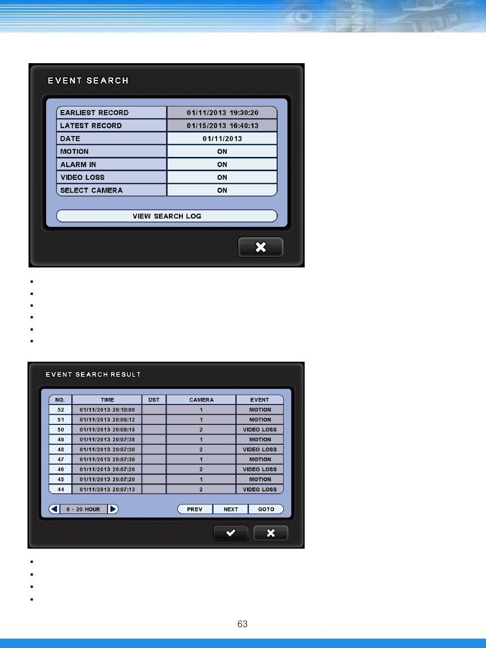 3 event search | Talos Security DRSDI1641 HD-SDI DVR Manual User Manual | Page 64 / 80