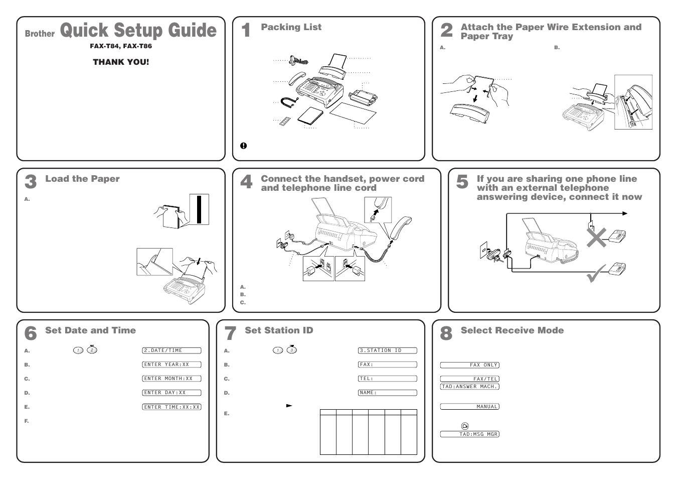 Brother FAX-T84 User Manual | 2 pages