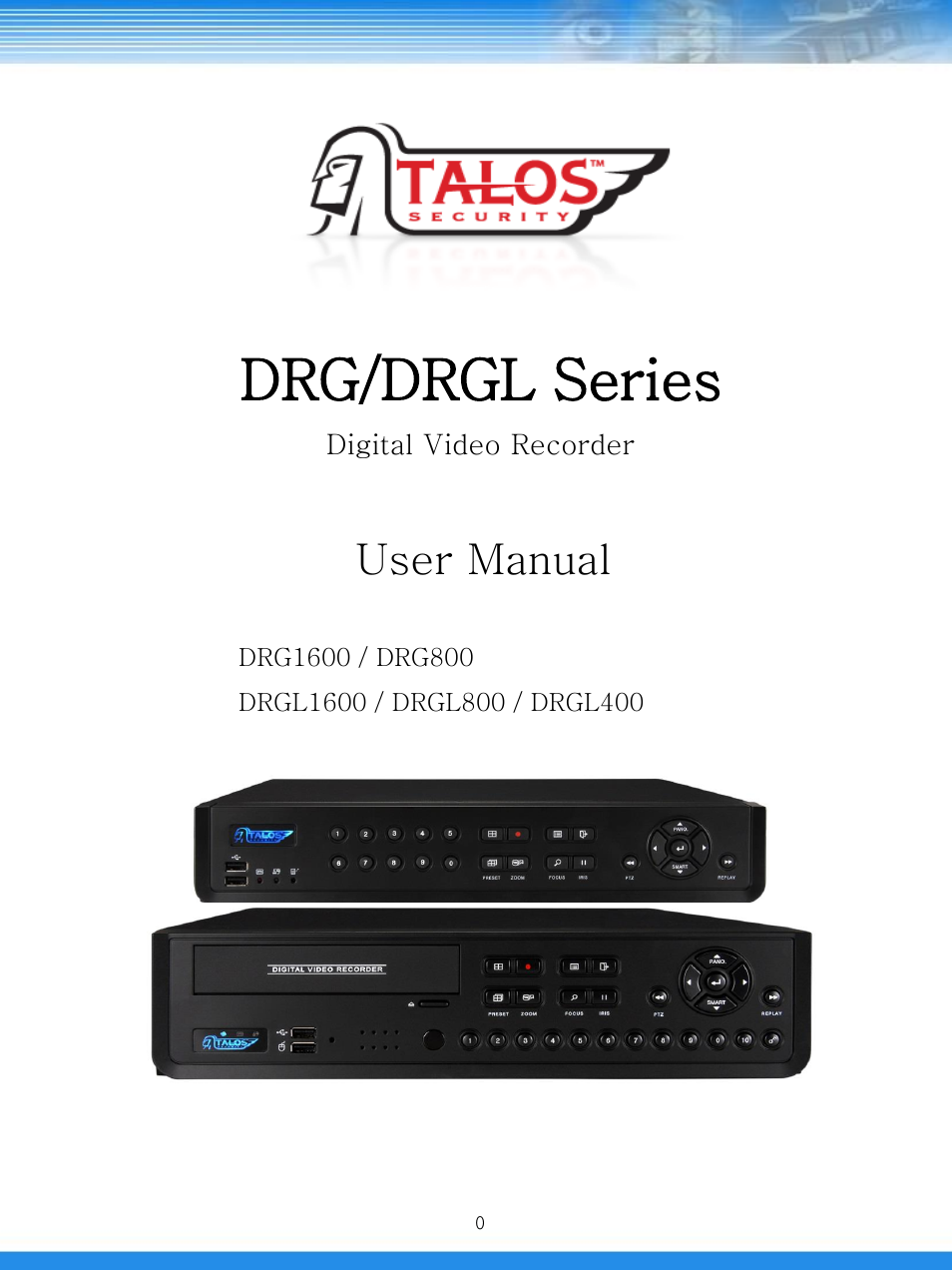 Talos Security GRGL400 DVR Manual User Manual | 82 pages