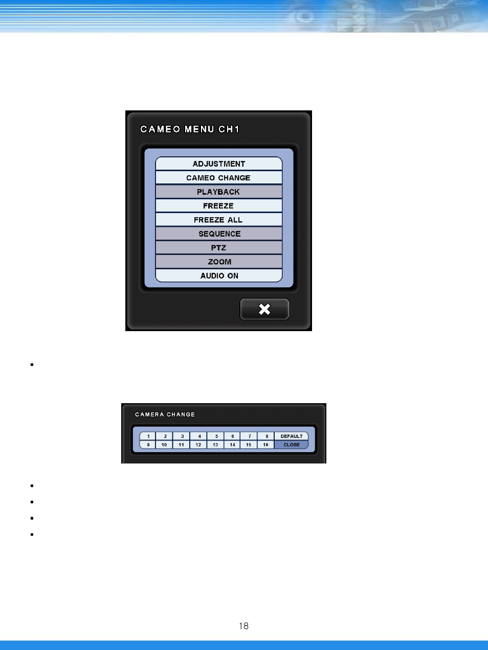 3 cameo menu | Talos Security GRGL400 DVR Manual User Manual | Page 19 / 82