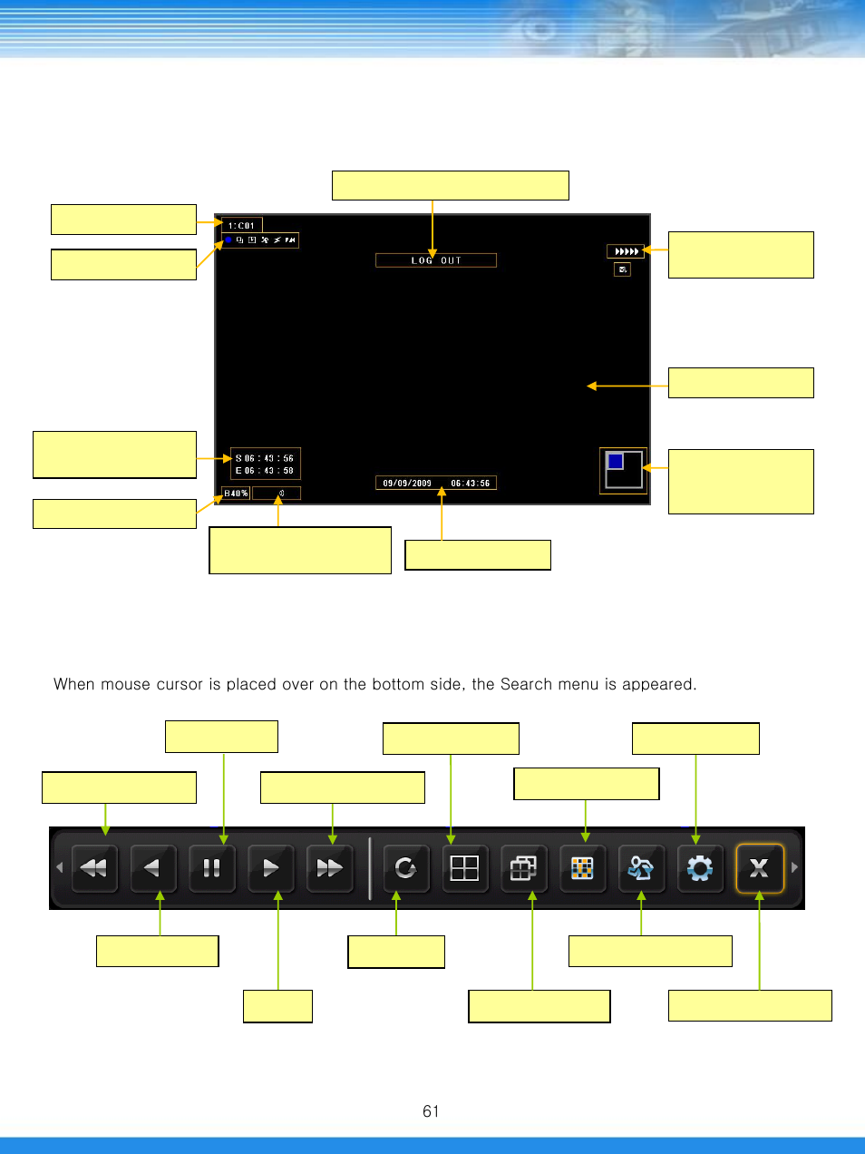 1 search screen configuration, 1 search menu | Talos Security GRGL400 DVR Manual User Manual | Page 62 / 82