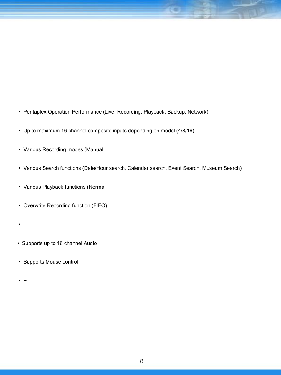 Outline, 1 functions, Some functions may not be supported by all models | Talos Security DRD800 DVR Manual User Manual | Page 9 / 84