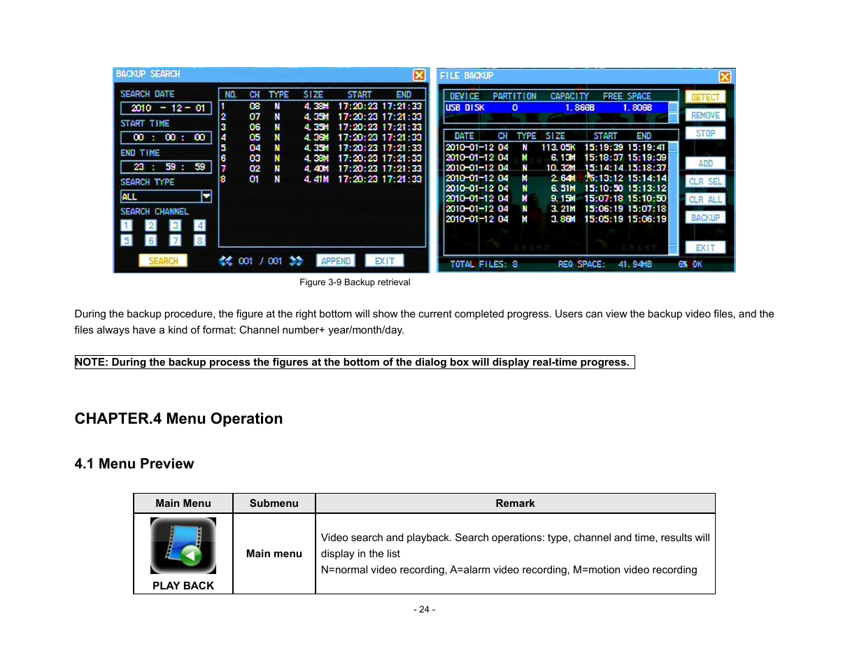 Chapter.4 menu operation | Talos Security DR800 Series DVR User Manual User Manual | Page 24 / 86