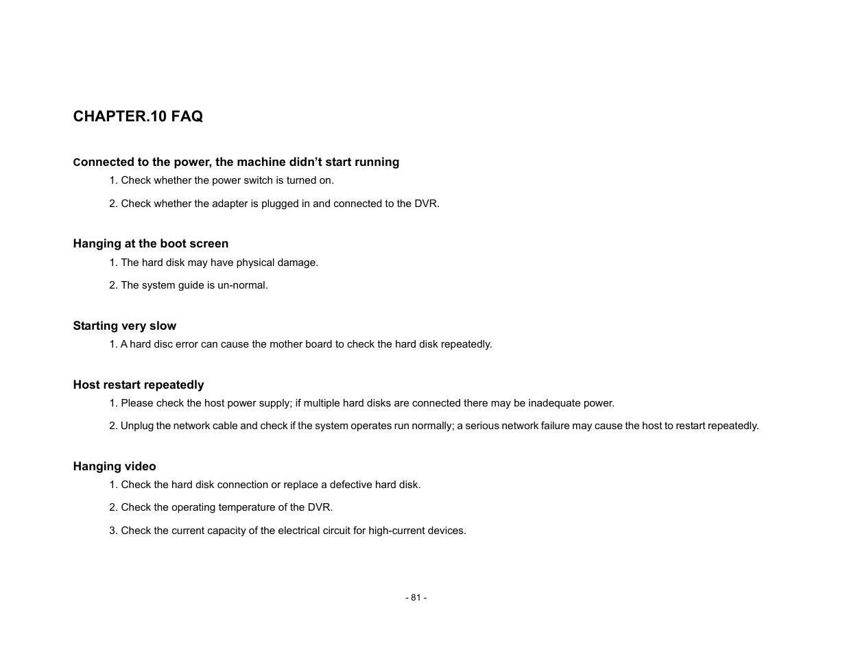 Chapter.10 faq | Talos Security DR800 Series DVR User Manual User Manual | Page 81 / 86
