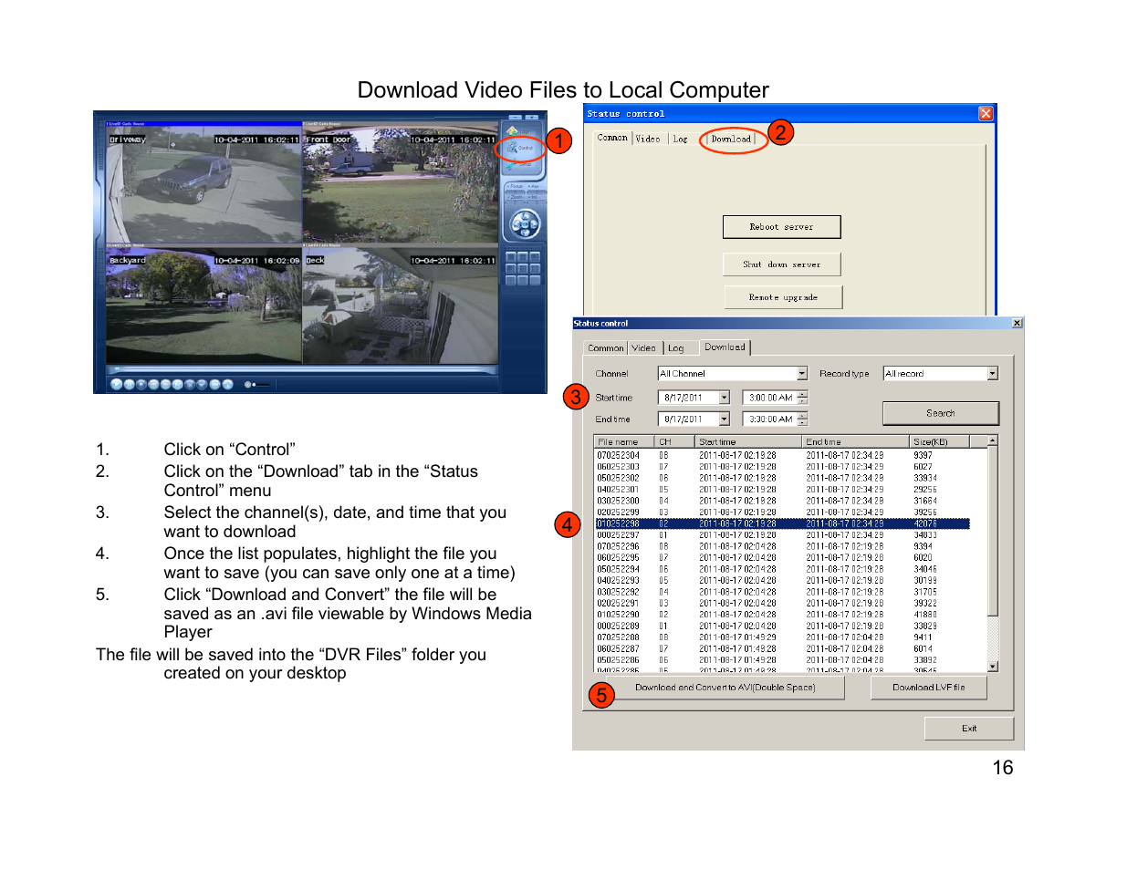 Download video files to local computer | Talos Security DR800 Series DVR Quick Start Guide User Manual | Page 16 / 27