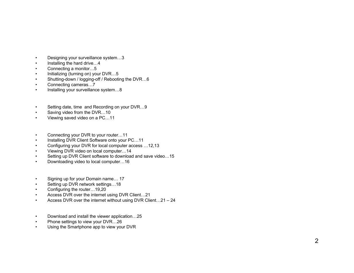 Index | Talos Security DR800 Series DVR Quick Start Guide User Manual | Page 2 / 27