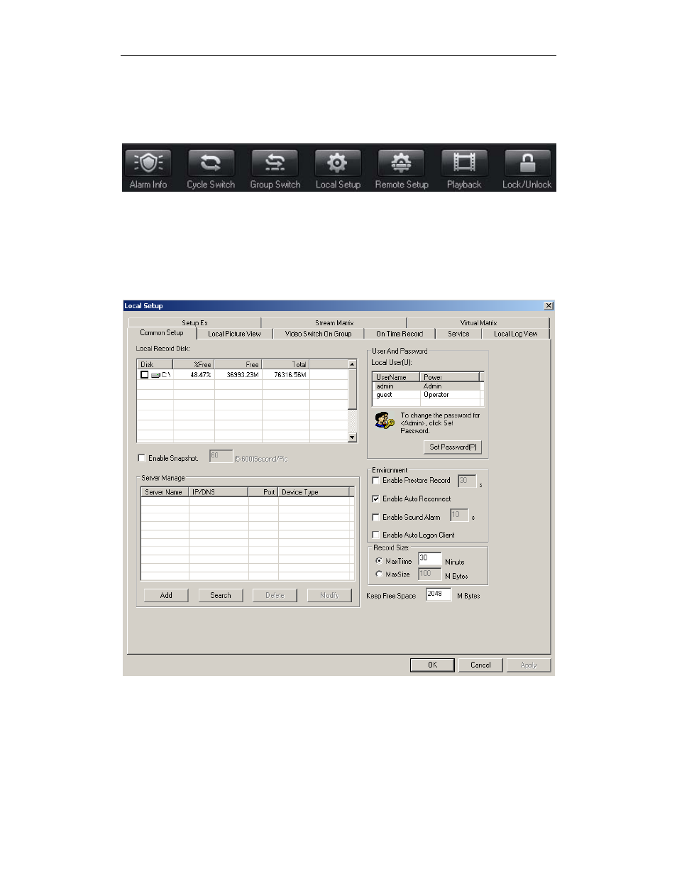 Chapter v: details for function settings, Setup, System | 1 local setup | Talos Security NVClient User Manual | Page 8 / 28