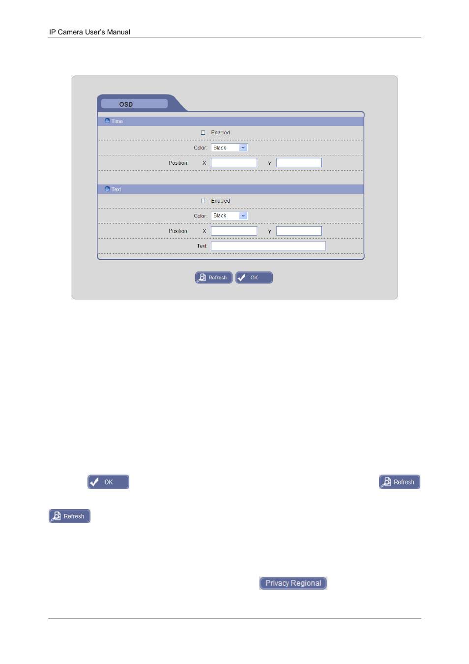 4 osd, 5 privacy regional | Talos Security IPC311-W 720P Manual User Manual | Page 15 / 68