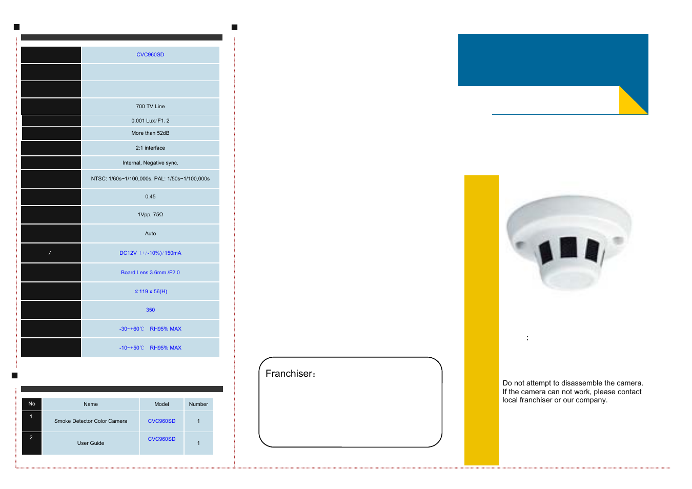 Talos Security CVC960SD User Manual | 2 pages