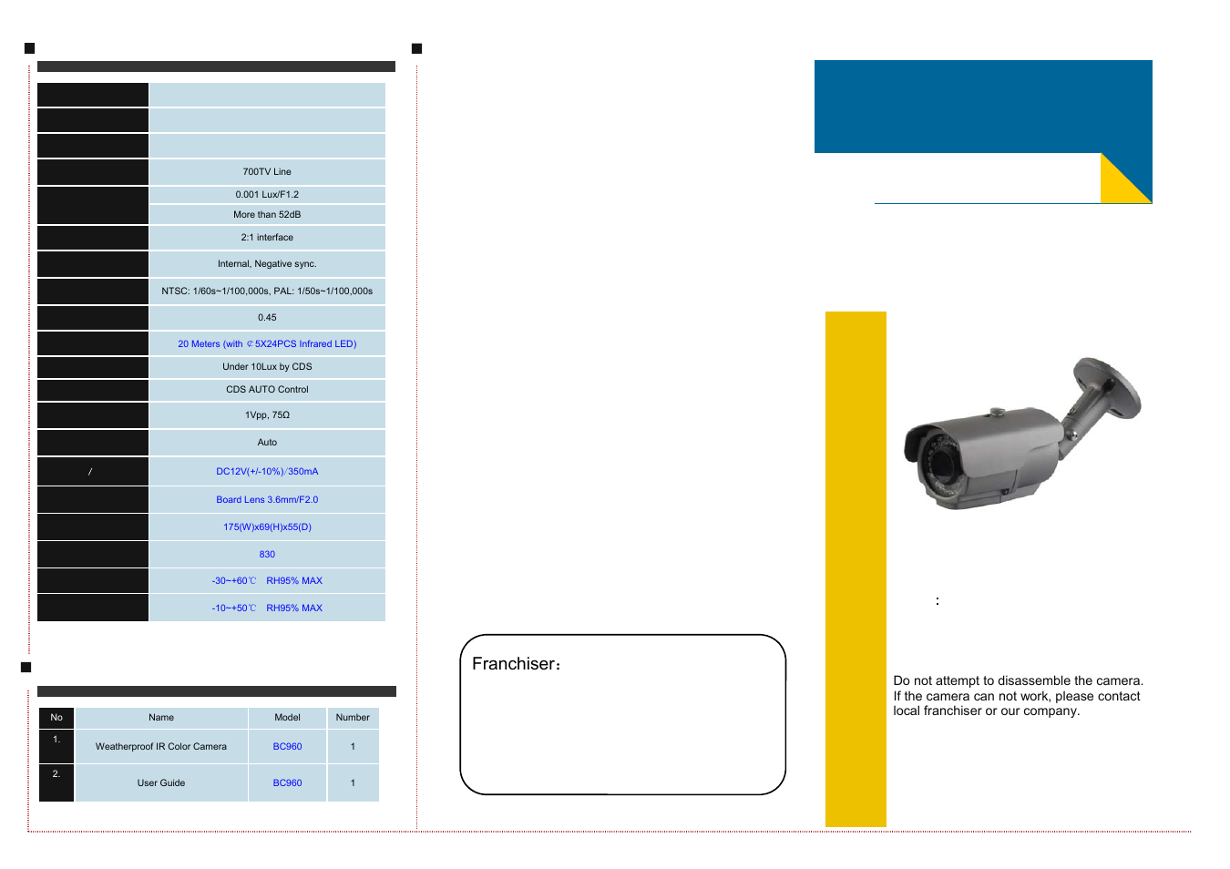 Talos Security BC960 User Manual | 2 pages