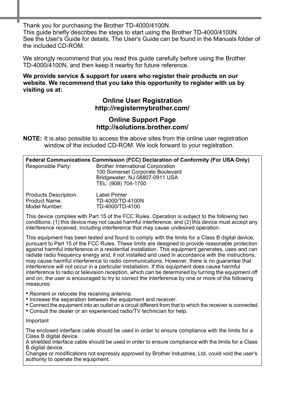 Brother TD4100N User Manual | Page 2 / 80